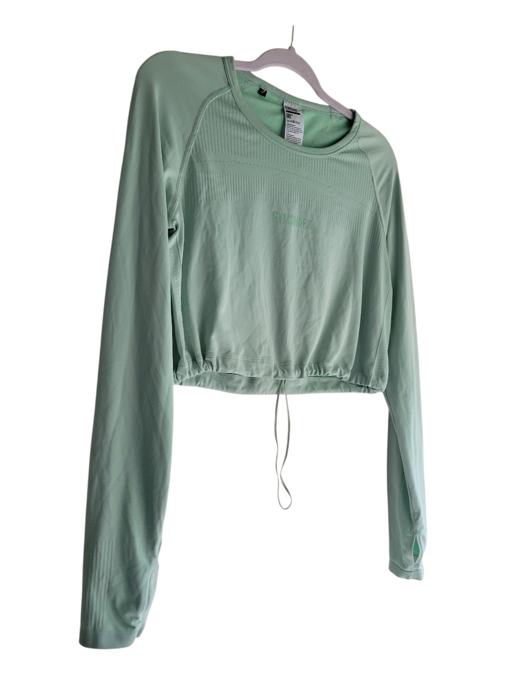 Gymshark DRY Mint Green Cropped Long Sleeve Shirt Thumbholes